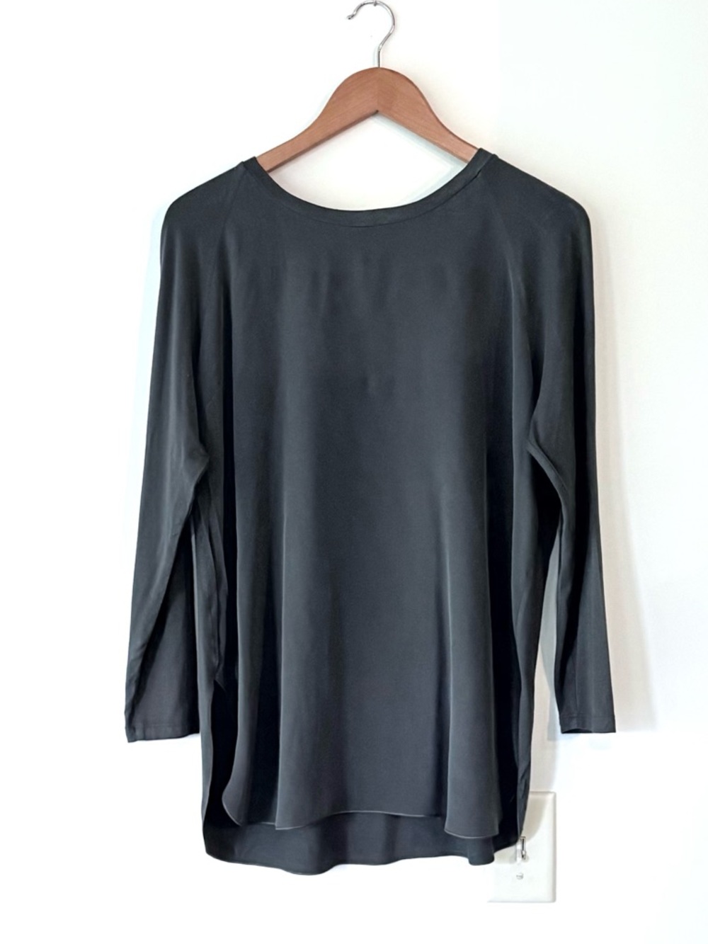 MaxMara Leisure Dk Green Oversized Long-Sleeve Crewneck Tunic Top